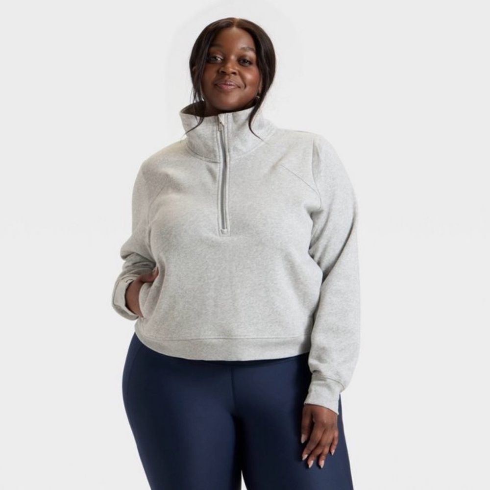 NWT All In Motion Heather Gray 1/2 Zip Pullover Sweatshirt Size XXL